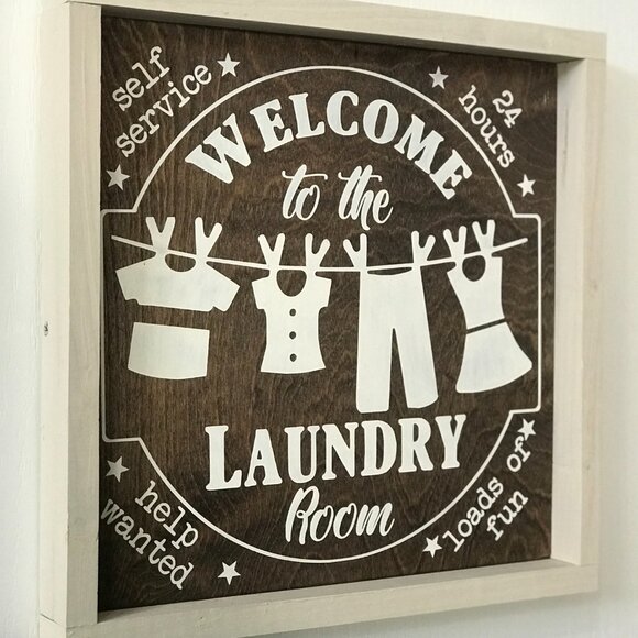 Welcome to the Laundry Room Framed Sign - Handmade - Picture 2 of 3
